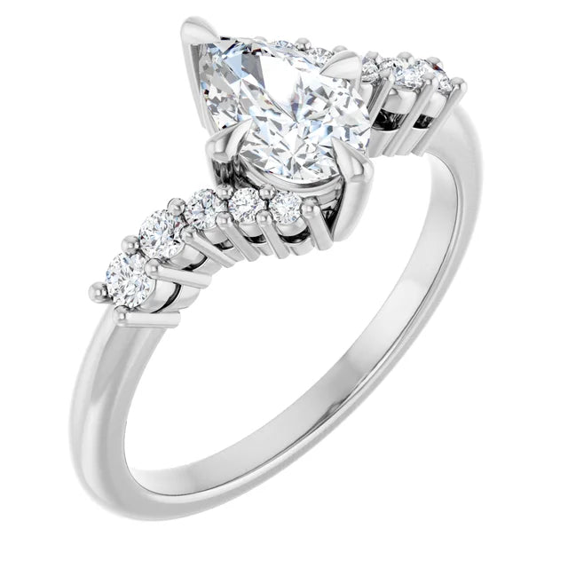 14K White Gold 1.03 CTW Pear Cluster Lab Grown Diamond Engagement Ring- Paul's Jewelers Milwaukee