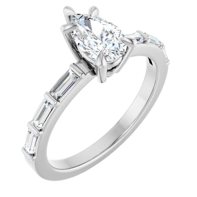 14K White Gold 1.05 CTW Pear Lab Grown Diamond Engagement Ring with Channel Set Band- Paul's Jewelers Milwaukee
