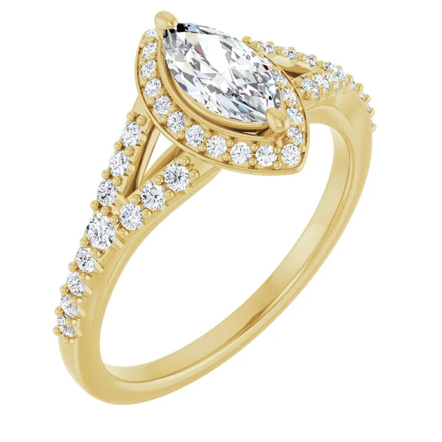 14K White Gold 1.47 CTW Marquise-Cut Lab Grown Diamond Halo Engagement Ring