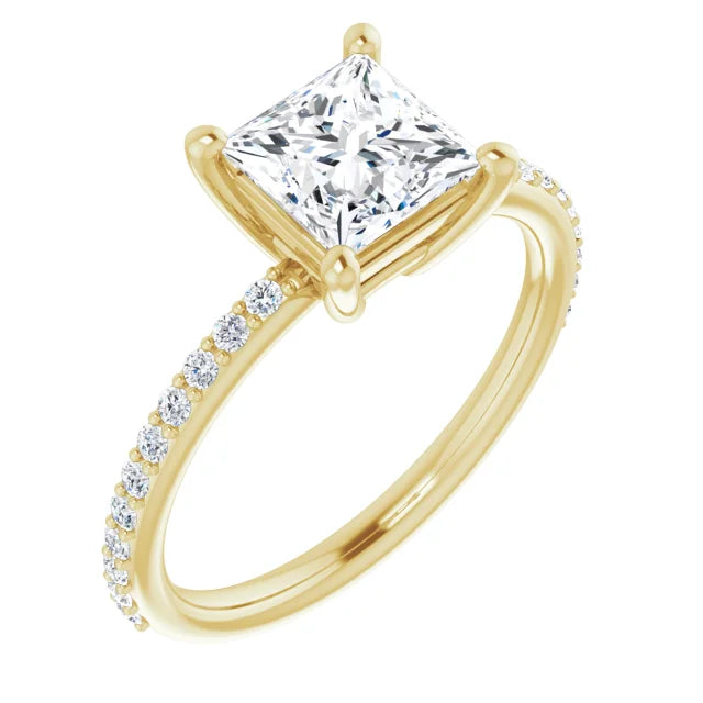 14K White Gold 1.91 CTW Princess-Cut Lab Grown Diamond Engagement Ring with Solitaire and Pavé Band-Pauls Jewelers