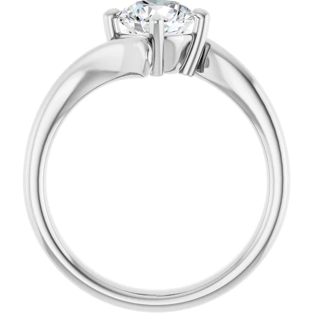 14K White Gold 1 CTW Round Classic Solitaire Engagement Ring-