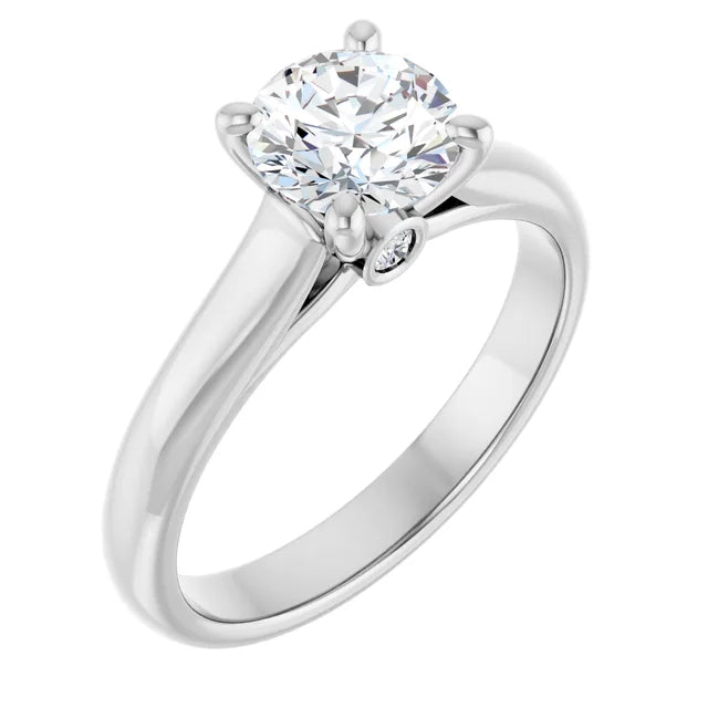 14K White Gold 1.04 CTW Round Three Stone Diamond Engagement Ring-