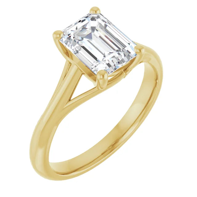 14K White Gold 1.02 CTW Emerald Solitaire Lab Grown Diamond Engagement Ring