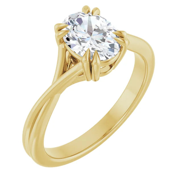 14K White Gold 1.06 CTW Oval Solitaire Criss-Cross Lab Grown Diamond Engagement Ring