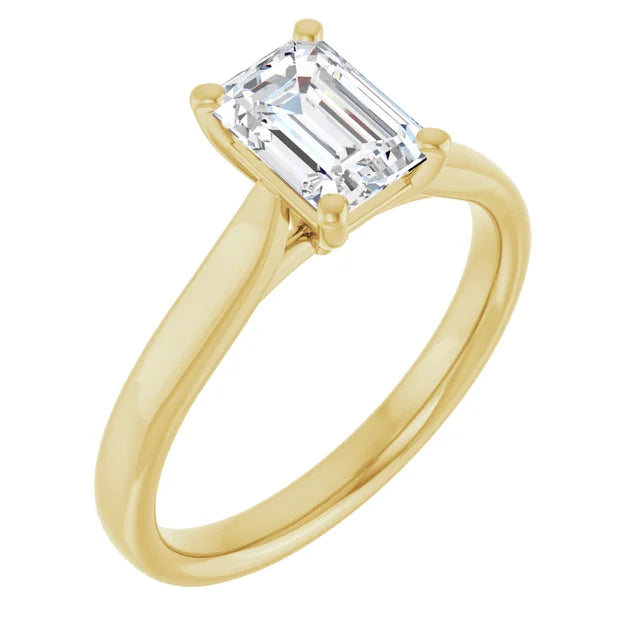 14K White Gold 1.07 CTW Emerald Solitaire Lab Grown Diamond Engagement Ring