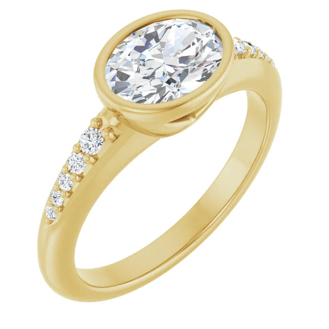 14K White Gold 1.08 CTW Oval-Cut Lab Grown Diamond Bezel Engagement Ring