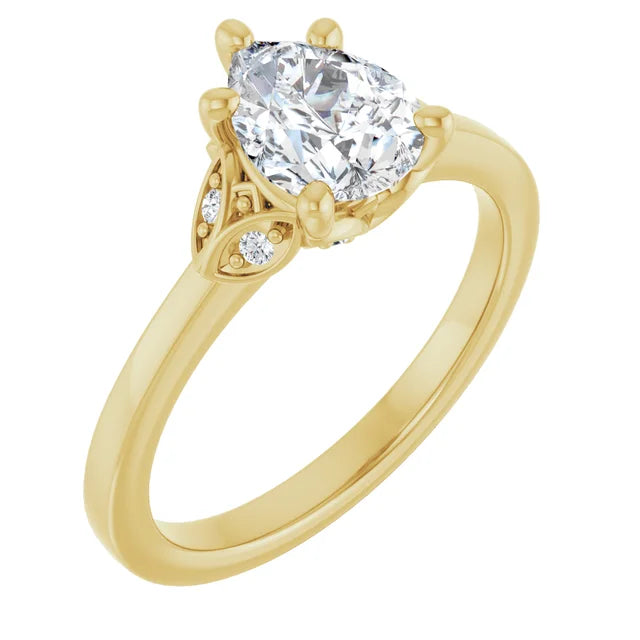 14K White Gold 1.11 CTW Pear-Cut Lab Grown Diamond Solitaire Engagement Ring with Pavé Band