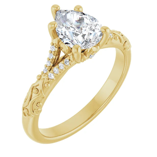 14K White Gold 1.14 CTW Pear Solitaire Sculptural Lab Grown Diamond Engagement Ring