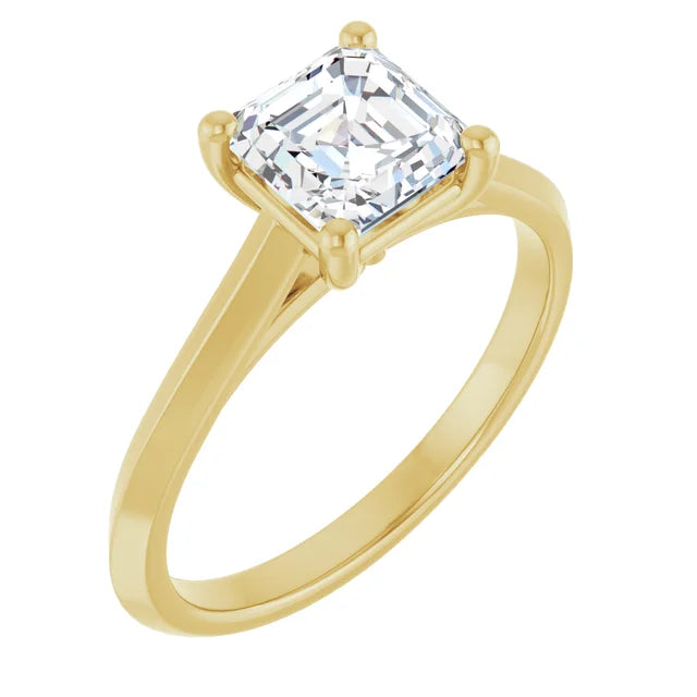 14K White Gold 1.36 CTW Asscher Solitaire Lab Grown Diamond Engagement Ring