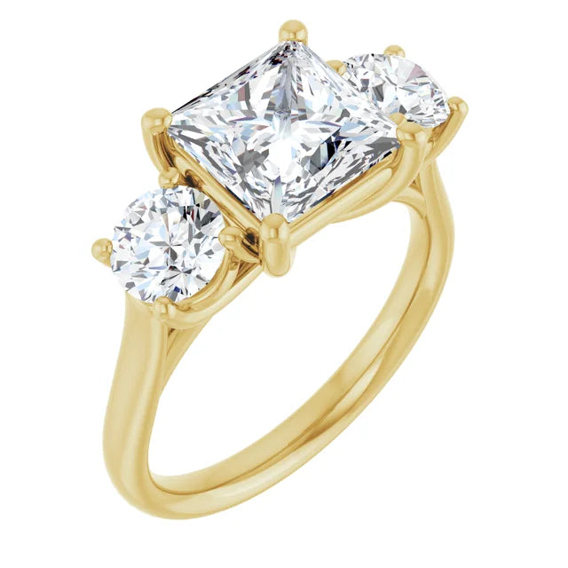 14K White Gold 2.19 CTW Princess-Cut Lab Grown Diamond Three Stone Engagement Ring