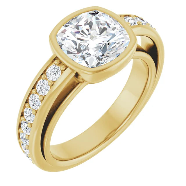 14K White Gold 2.26 CTW Cushion-Cut Lab Grown Diamond Bezel Engagement Ring