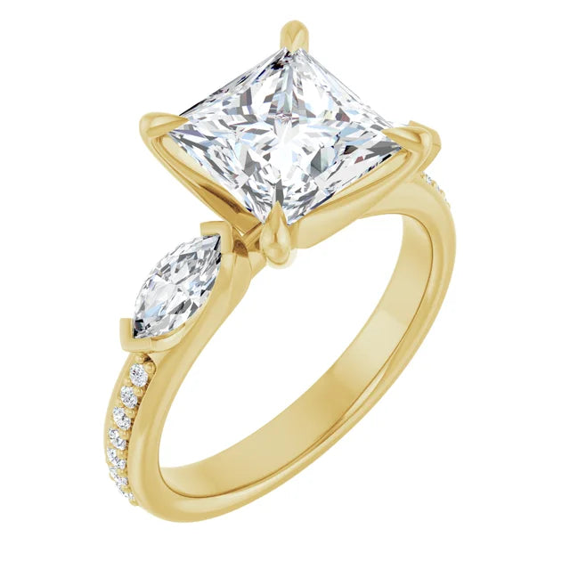14K White Gold 2.35 CTW Princess-Cut Lab Grown Diamond Three Stone Engagement Ring