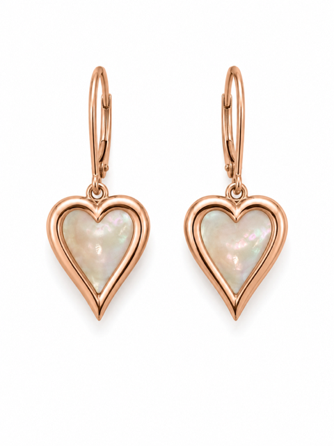 Kabana 14K Rose Gold Mother of Pearl Heart Drop Earrings