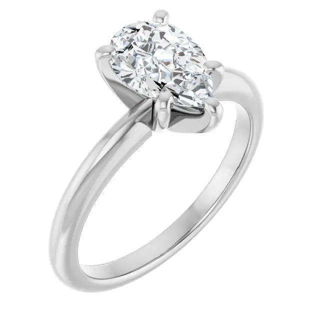 14K White Gold 0.70 CTW Pear-Cut Diamond Engagement Ring with Solitaire Setting-