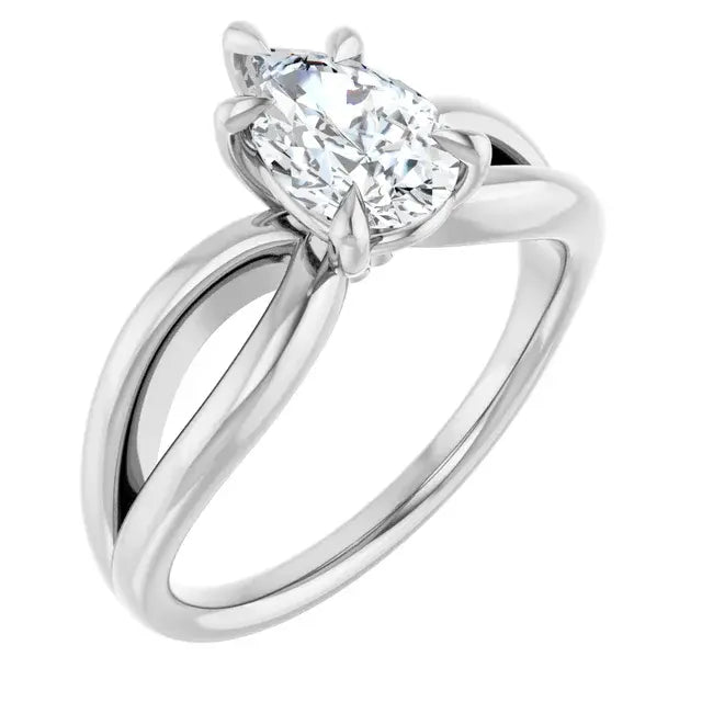 14K White Gold 1.00 CTW Pear-Cut Diamond Engagement Ring with Twisted Shank Solitaire Setting-