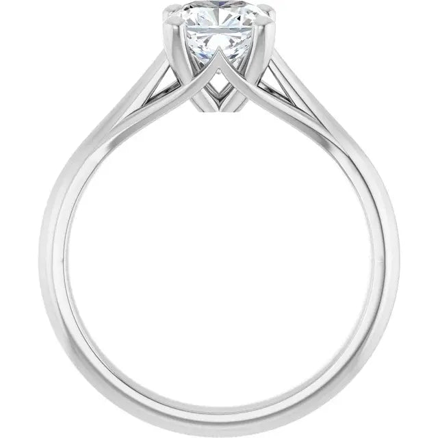 14K White Gold 1 1/4 CTW Cushion Cut Diamond Solitaire Engagement Ring