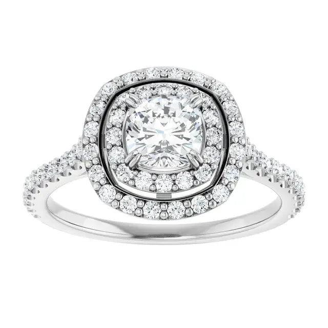 Diamond ring with a central gemstone and surrounding smaller diamonds on a white background