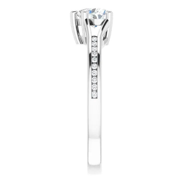 14K White Gold 1/2 CTW Heart Cut Diamond Engagement Ring with Channel-Set Accent Diamonds