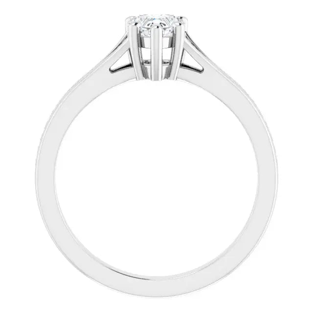 14K White Gold 1/2 CTW Heart Cut Diamond Engagement Ring with Channel-Set Accent Diamonds