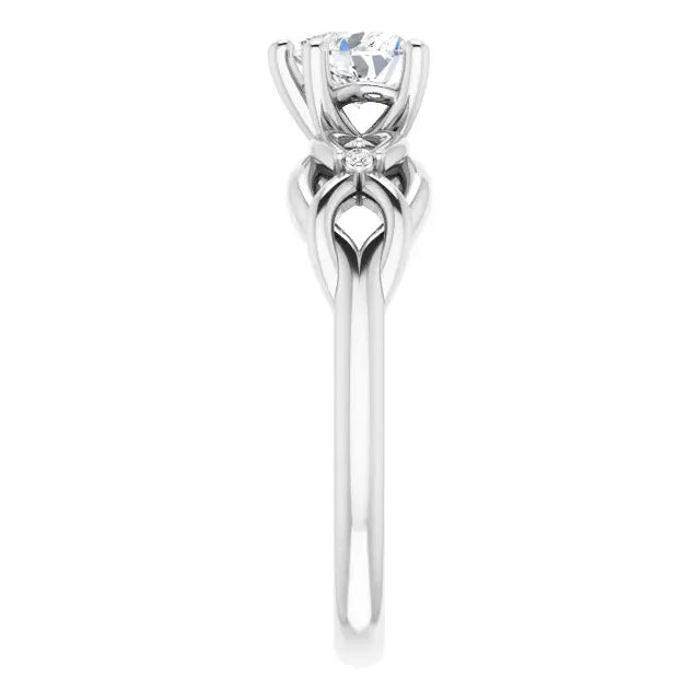 14K White Gold 1/2 CTW Heart Cut Diamond Ring with Celtic-Inspired Infinity Knot Design