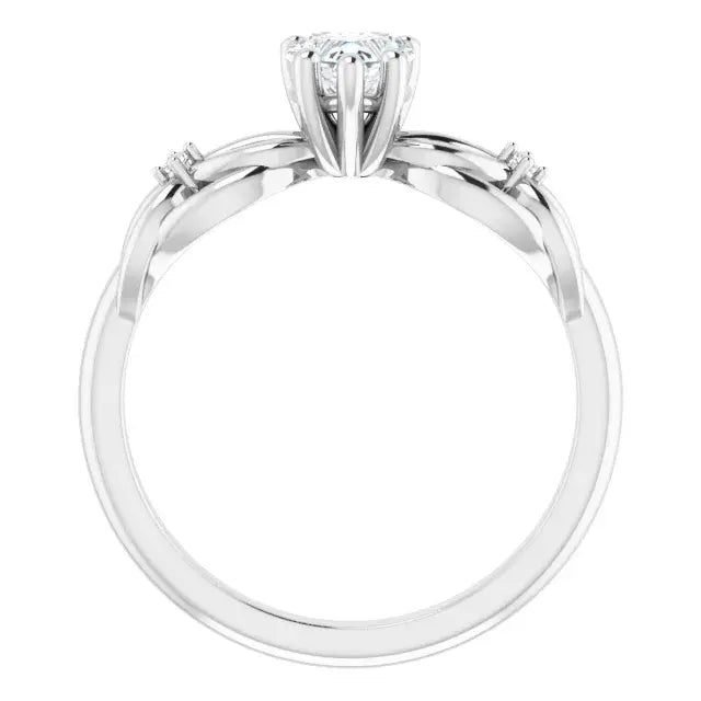 14K White Gold 1/2 CTW Heart Cut Diamond Ring with Celtic-Inspired Infinity Knot Design