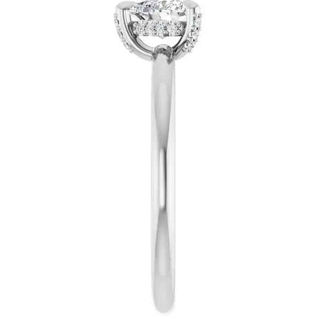 14K White Gold 1/2 CTW Heart Cut Diamond Solitaire Engagement Ring with Classic Claw Setting