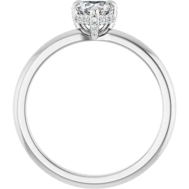 14K White Gold 1/2 CTW Heart Cut Diamond Solitaire Engagement Ring with Classic Claw Setting
