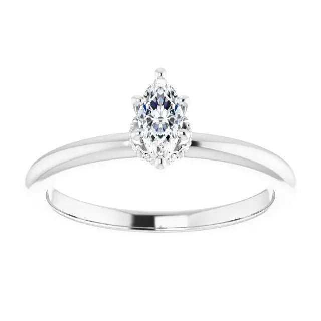 14K White Gold 1/4 CTW Marquise Cut Diamond Solitaire Engagement Ring