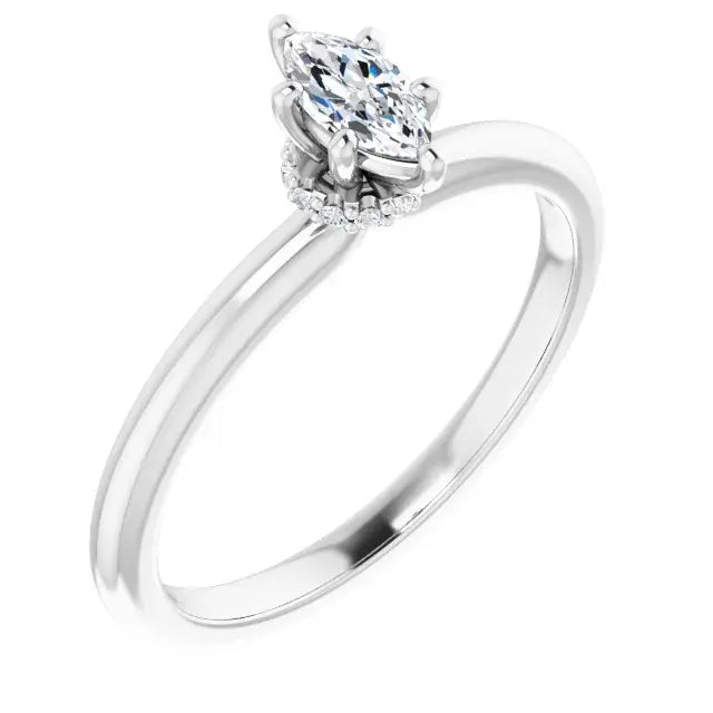 14K White Gold 1/4 CTW Marquise Cut Diamond Solitaire Engagement Ring