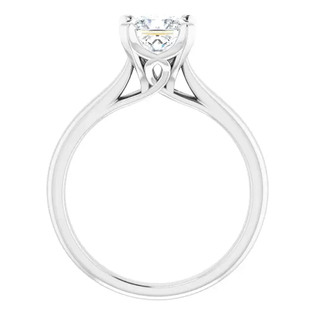 14K White Gold 1 CTW Princess Cut Diamond Engagement Ring with Twisted Pavé Shank