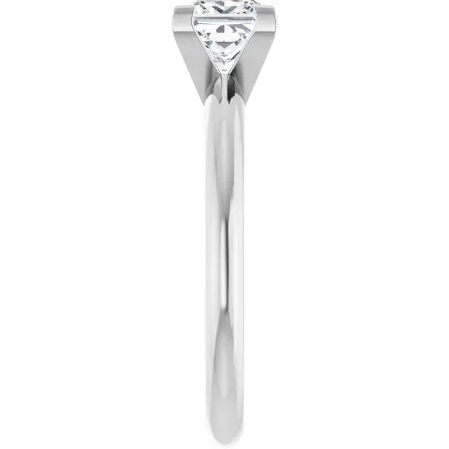 14K White Gold 1 CTW Princess Cut Diamond Solitaire Engagement Ring with V Prongs