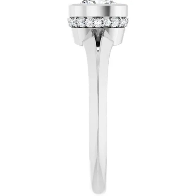 14K White Gold 3/4 CTW Cushion-Cut Diamond Solitaire Engagement Ring with Bezel Setting