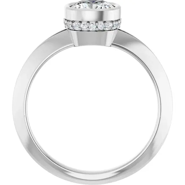 14K White Gold 3/4 CTW Cushion Cut Diamond Solitaire Engagement Ring with Bezel Setting