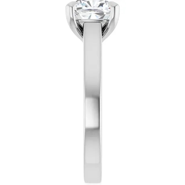 14K White Gold 3/4 CTW Cushion Cut Diamond Solitaire Engagement Ring with Claw Prongs