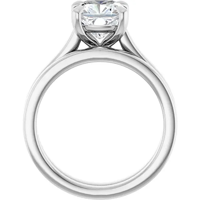 14K White Gold 3/4 CTW Cushion Cut Diamond Solitaire Engagement Ring with Claw Prongs