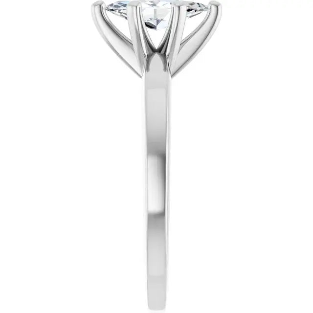 14K White Gold 3/4 CTW Marquise Cut Diamond Solitaire Engagement Ring with Six-Prong Setting