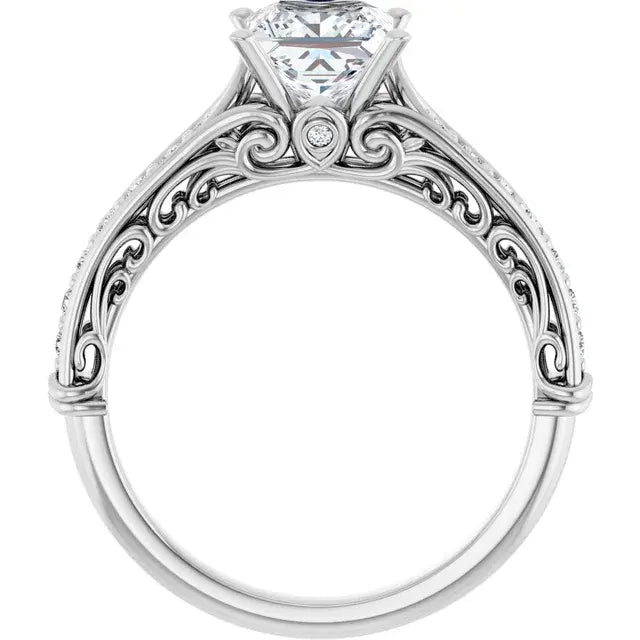 14K White Gold 3/4 CTW Princess-Cut Diamond Engagement Ring with Pavé Split Shank Accents