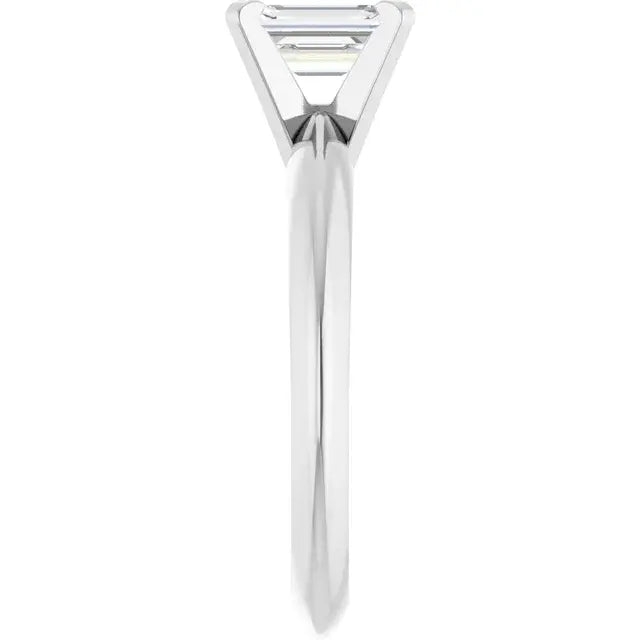 14K White Gold 5/8 CTW Emerald Cut Diamond Solitaire Engagement Ring