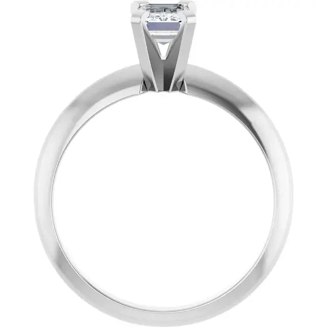 14K White Gold 5/8 CTW Emerald Cut Diamond Solitaire Engagement Ring