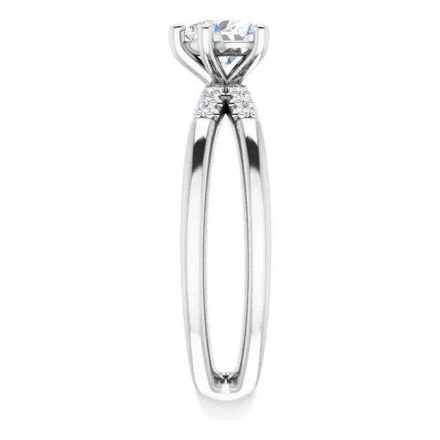 14K White Gold 5/8 CTW Heart Cut Diamond Engagement Ring with Split Shank and Round Accent Diamonds