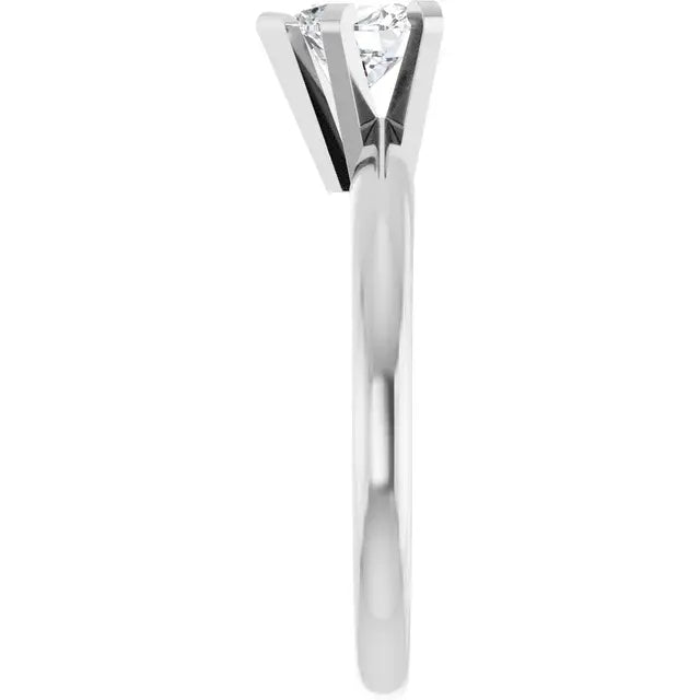 14K White Gold 5/8 CTW Heart Cut Diamond Solitaire Engagement Ring with Classic Five-Prong Setting