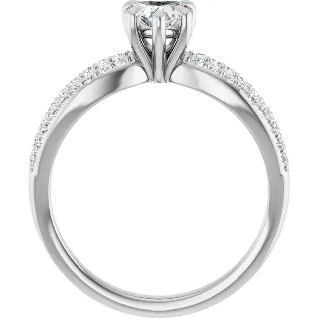 14K White Gold 7/8 CTW Heart Cut Diamond Engagement Ring with Infinity-Inspired Pavé Band