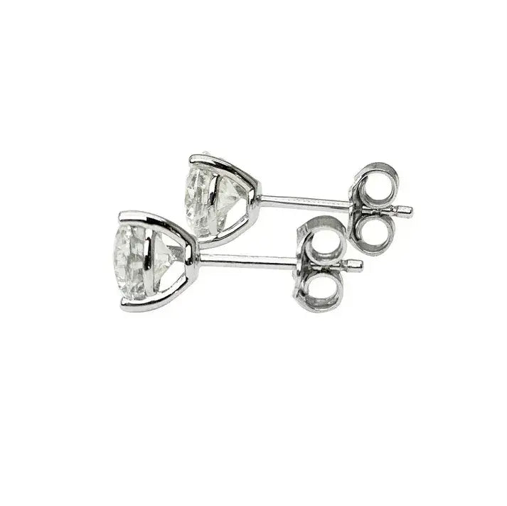 14K White Gold Solitaire Martini Stud Earrings with 2.00cttw Lab Diamonds