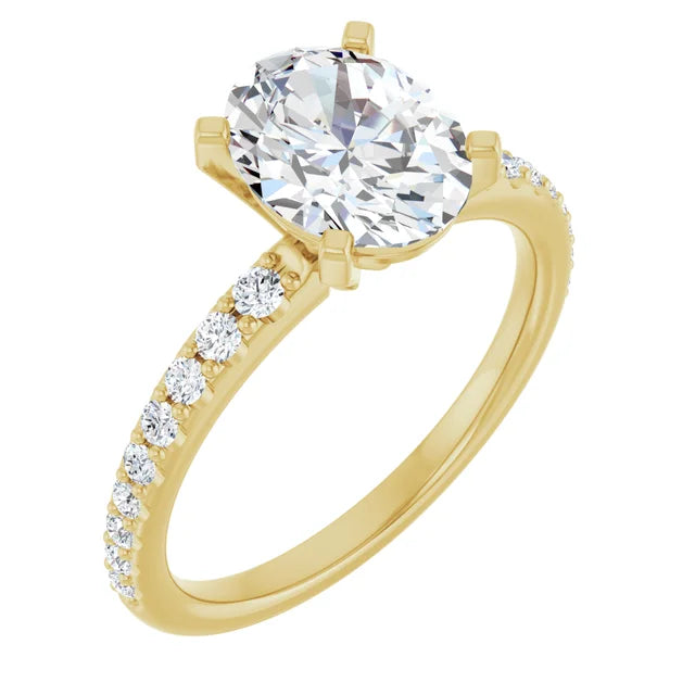 14K White Gold 1.76 CTW Oval Solitaire Pavé Lab Grown Diamond Engagement Ring-Pauls Jewelers
