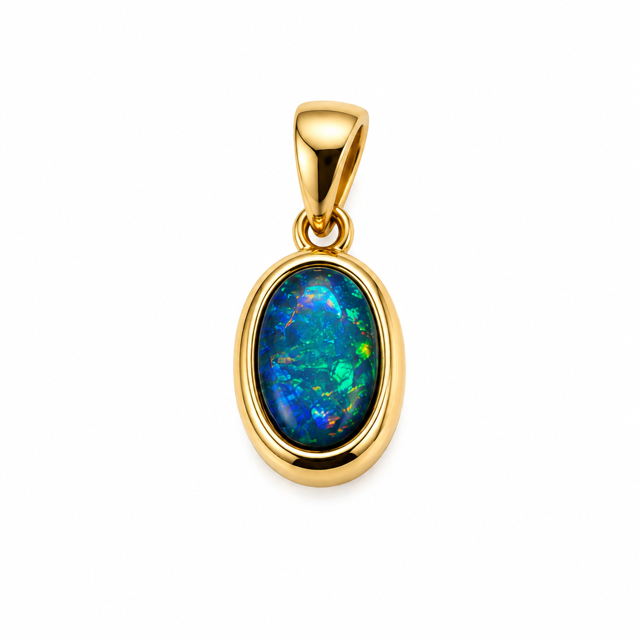 14K Yellow Gold Pendant with Australian Opal