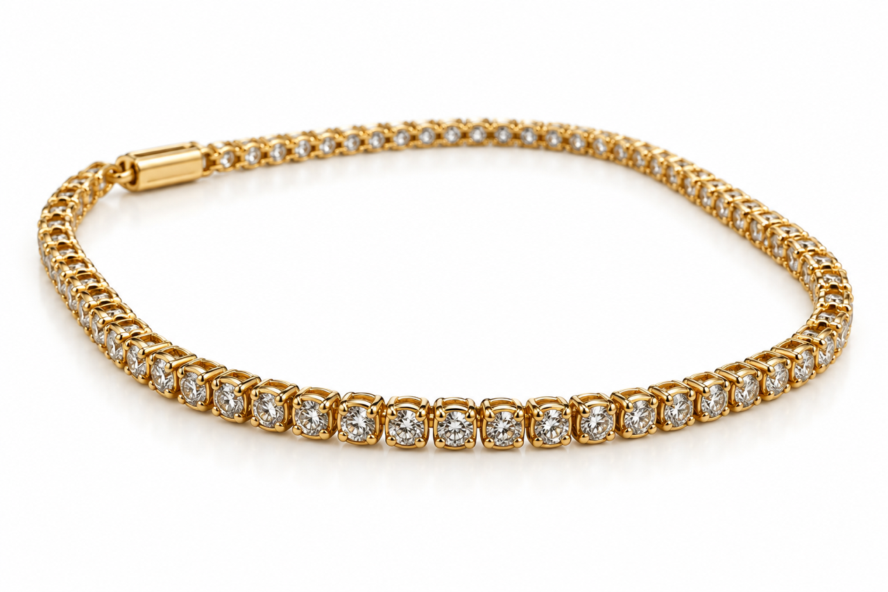 14K Yellow Gold Tennis Bracelet with 1.4cttw Lab Grown Diamonds