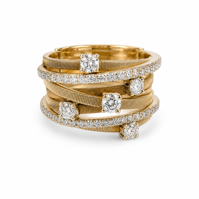 18K Two Tone "Marco Bicego" Ring with 1.0 cttw Natural Diamonds