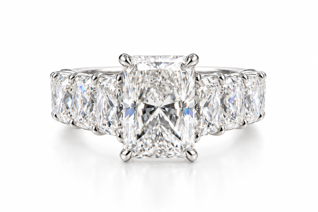 18K White Gold Engagement Ring with 2.58cttw Certified Radiant Cut Lab Grown Diamond