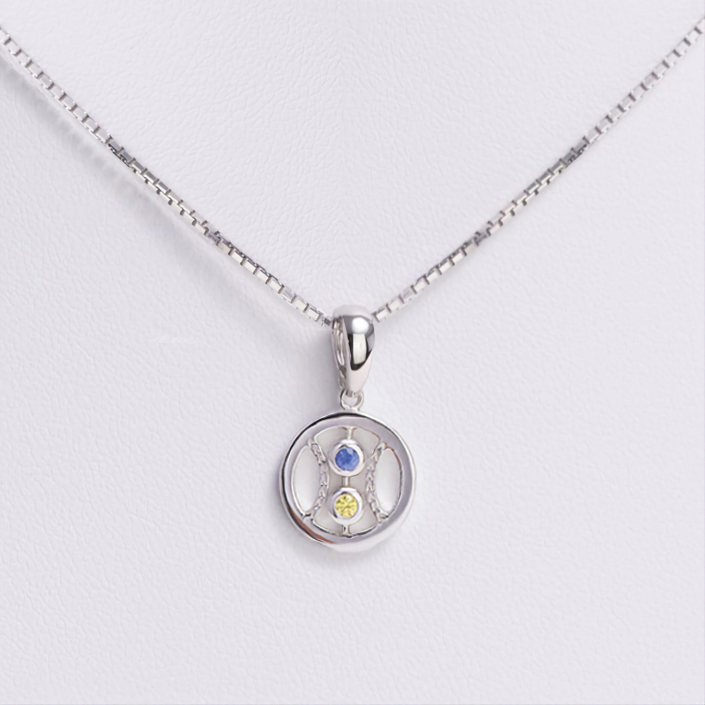 Brewers Baseball Sapphire Necklace II, Rhodium Plated Sterling Silver