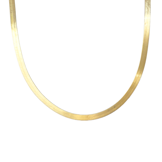 Gold necklace on a white background